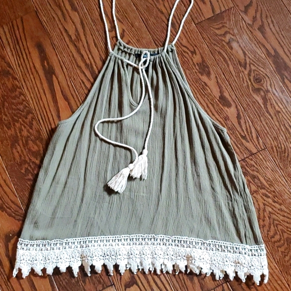 Forever 21 Tops - Forever 21 khaki green and embroidery top size M